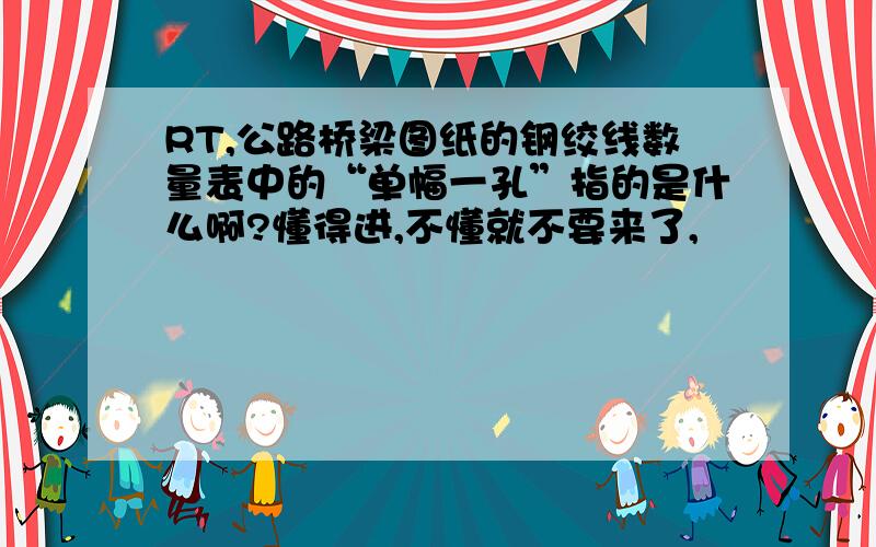 RT,公路桥梁图纸的钢绞线数量表中的“单幅一孔”指的是什么啊?懂得进,不懂就不要来了,