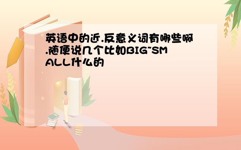 英语中的近.反意义词有哪些啊.随便说几个比如BIG~SMALL什么的