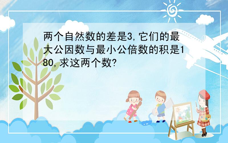 两个自然数的差是3,它们的最大公因数与最小公倍数的积是180,求这两个数?