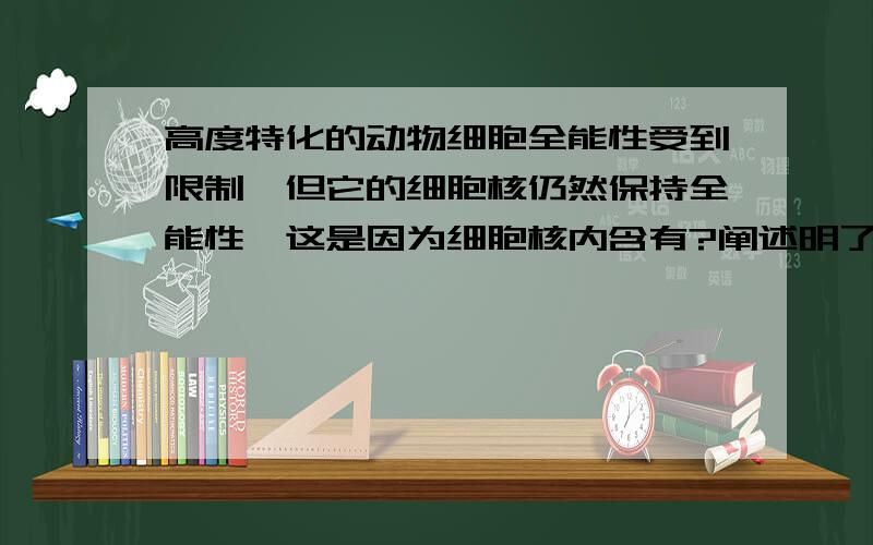 高度特化的动物细胞全能性受到限制,但它的细胞核仍然保持全能性,这是因为细胞核内含有?阐述明了就可以了,顺便讲讲原因