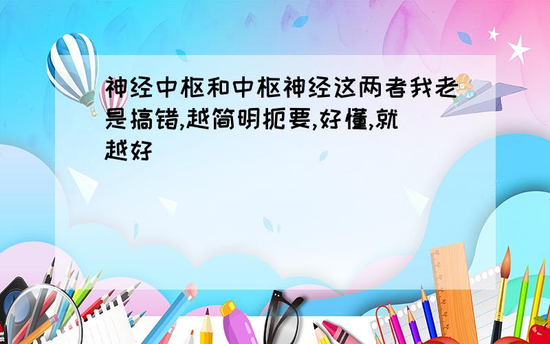 神经中枢和中枢神经这两者我老是搞错,越简明扼要,好懂,就越好