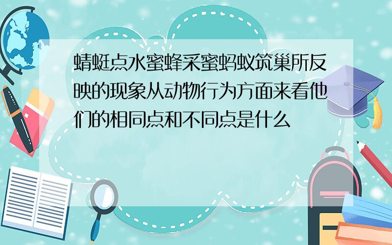 蜻蜓点水蜜蜂采蜜蚂蚁筑巢所反映的现象从动物行为方面来看他们的相同点和不同点是什么