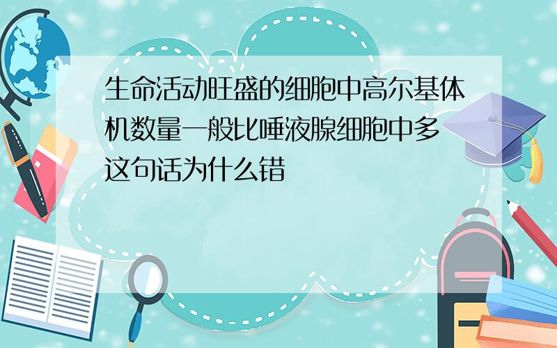 生命活动旺盛的细胞中高尔基体机数量一般比唾液腺细胞中多 这句话为什么错