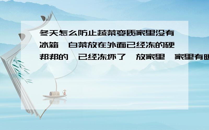 冬天怎么防止蔬菜变质家里没有冰箱,白菜放在外面已经冻的硬邦邦的,已经冻坏了,放家里,家里有暖气温度高,里外都不能放,豆腐家里放一晚上就有点味了,是不是泡在水里放在外面?