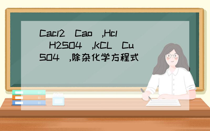 Cacl2(Cao),Hcl(H2SO4),KCL(CuSO4),除杂化学方程式