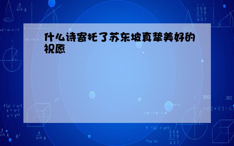 什么诗寄托了苏东坡真挚美好的祝愿