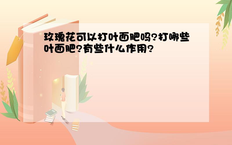 玫瑰花可以打叶面肥吗?打哪些叶面肥?有些什么作用?