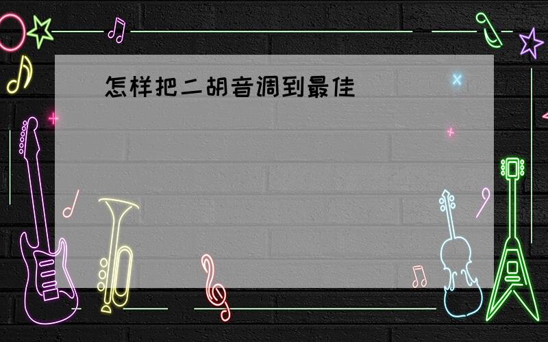 怎样把二胡音调到最佳