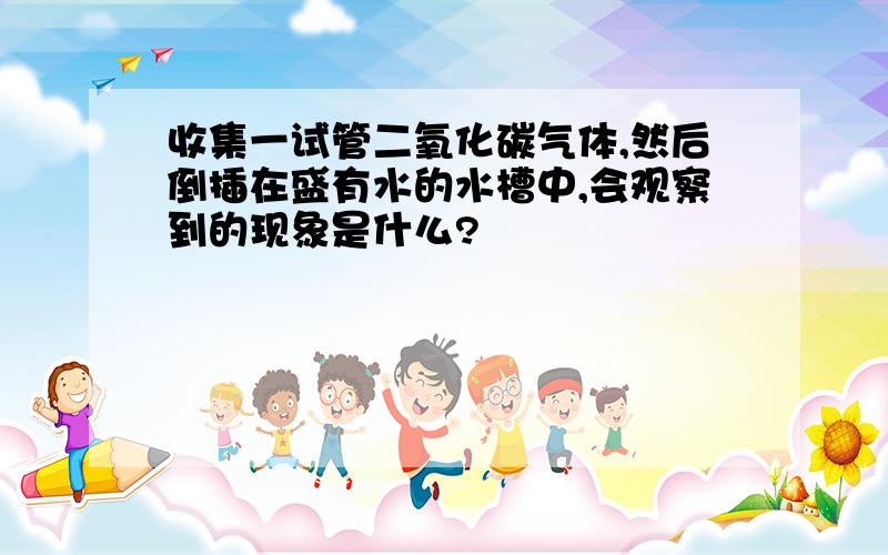 收集一试管二氧化碳气体,然后倒插在盛有水的水槽中,会观察到的现象是什么?