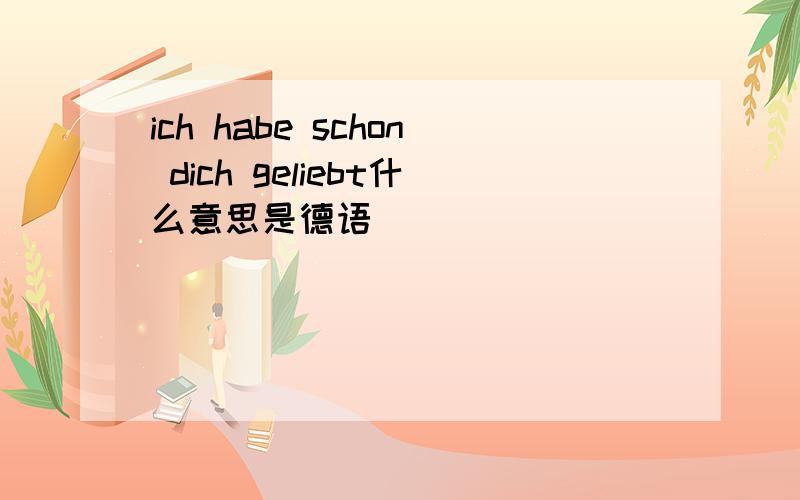 ich habe schon dich geliebt什么意思是德语