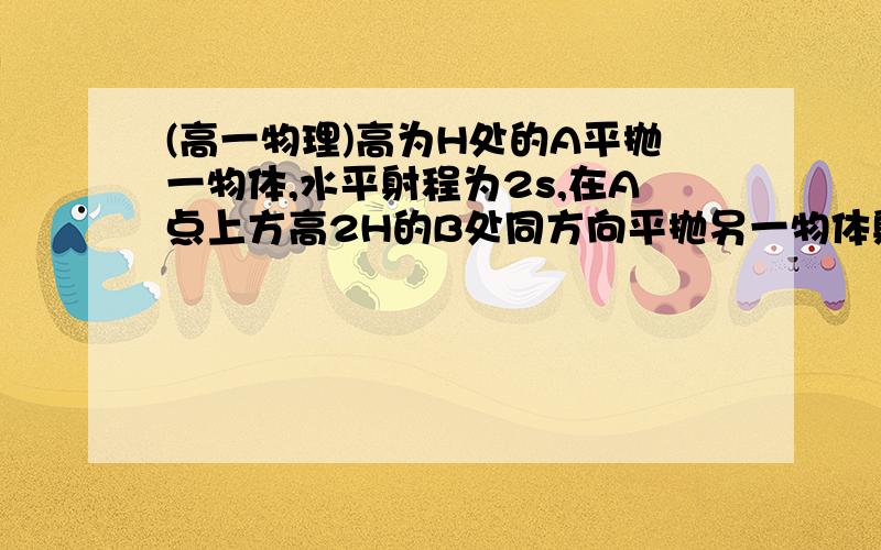 (高一物理)高为H处的A平抛一物体,水平射程为2s,在A点上方高2H的B处同方向平抛另一物体射程为s,两物体在空中的轨道在同一竖直面内,且都从同一屏M的顶端擦过,求屏M的高!