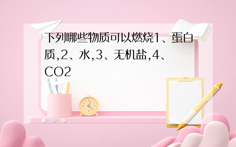 下列哪些物质可以燃烧1、蛋白质,2、水,3、无机盐,4、CO2