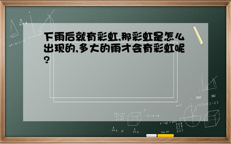 下雨后就有彩虹,那彩虹是怎么出现的,多大的雨才会有彩虹呢?