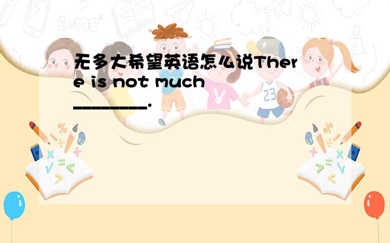 无多大希望英语怎么说There is not much ________.