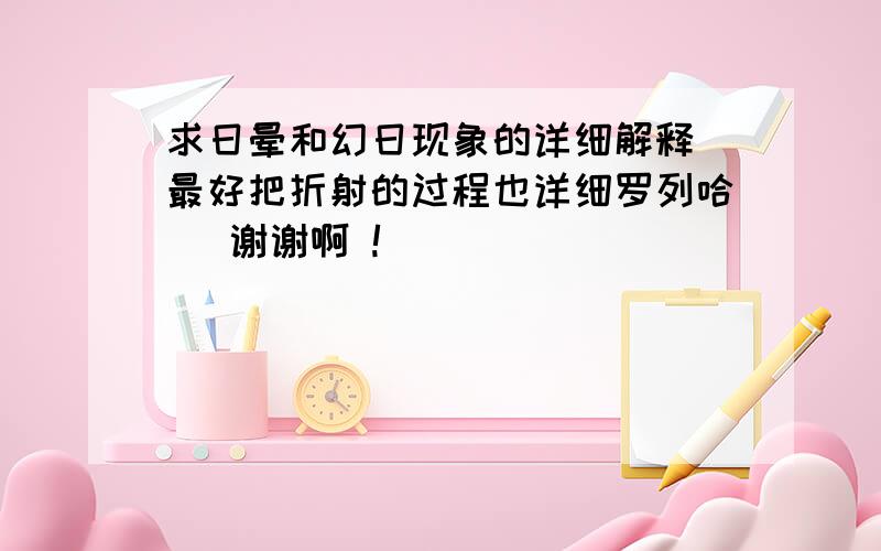 求日晕和幻日现象的详细解释（最好把折射的过程也详细罗列哈   谢谢啊 !）