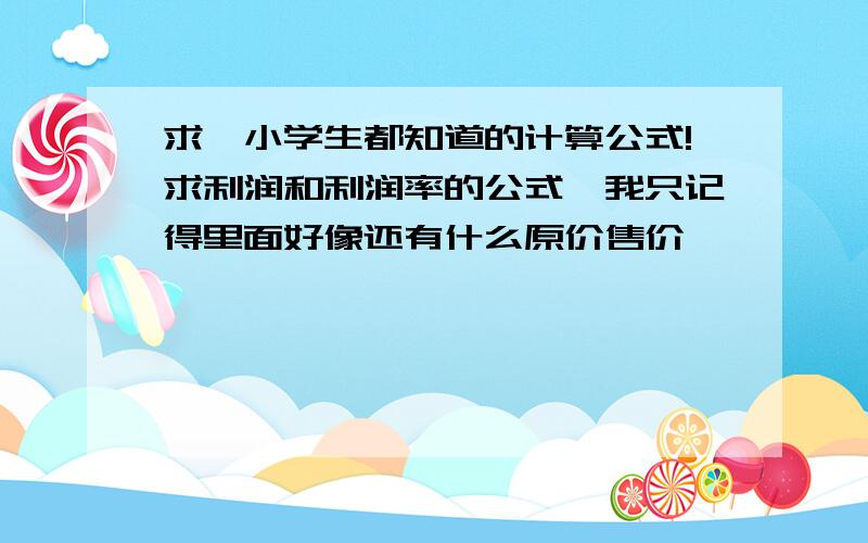 求一小学生都知道的计算公式!求利润和利润率的公式,我只记得里面好像还有什么原价售价