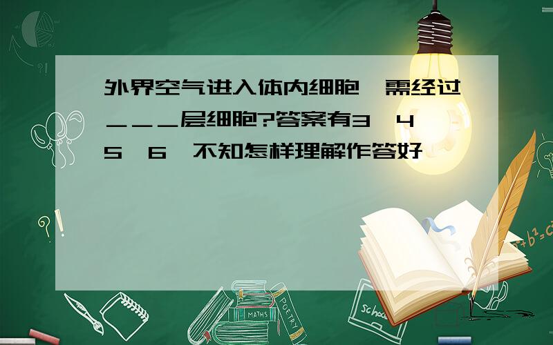 外界空气进入体内细胞,需经过＿＿＿层细胞?答案有3、4、5、6,不知怎样理解作答好,