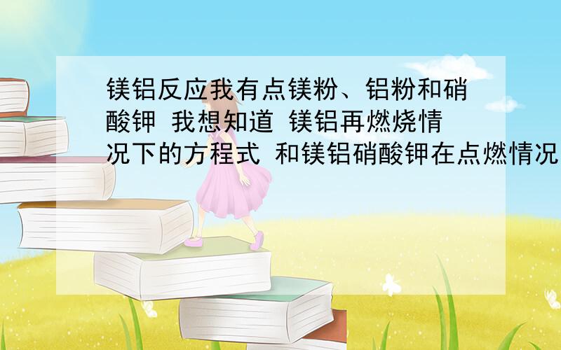 镁铝反应我有点镁粉、铝粉和硝酸钾 我想知道 镁铝再燃烧情况下的方程式 和镁铝硝酸钾在点燃情况下的反应方程式