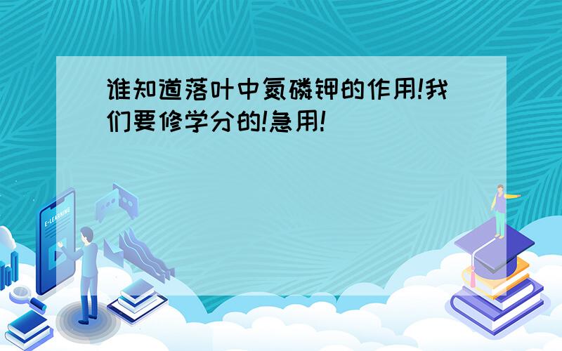 谁知道落叶中氮磷钾的作用!我们要修学分的!急用!