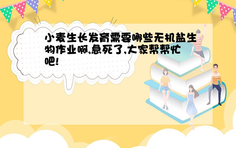 小麦生长发育需要哪些无机盐生物作业啊,急死了,大家帮帮忙吧!