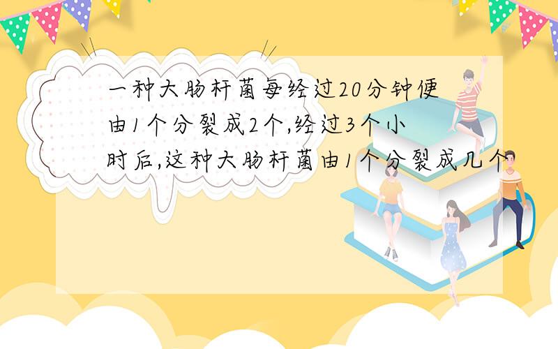 一种大肠杆菌每经过20分钟便由1个分裂成2个,经过3个小时后,这种大肠杆菌由1个分裂成几个