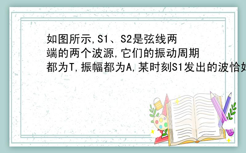 如图所示,S1、S2是弦线两端的两个波源,它们的振动周期都为T,振幅都为A,某时刻S1发出的波恰好传到C,S2发出的波恰好传到A,图中只画出了此时刻两列波在AC部分的叠加波形,S1A间、S2C间波形没有