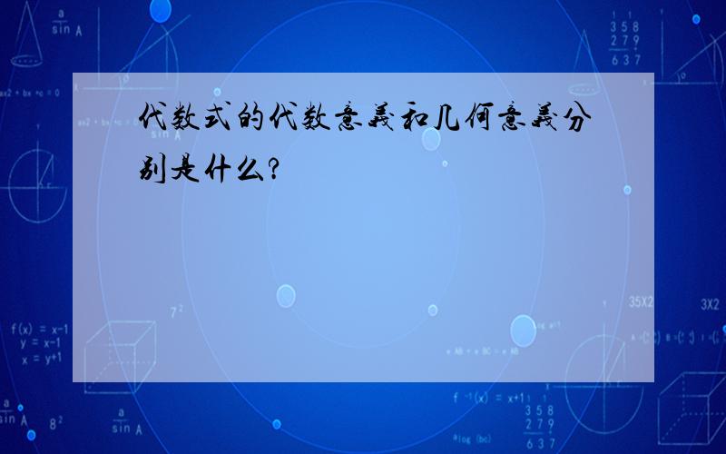 代数式的代数意义和几何意义分别是什么?