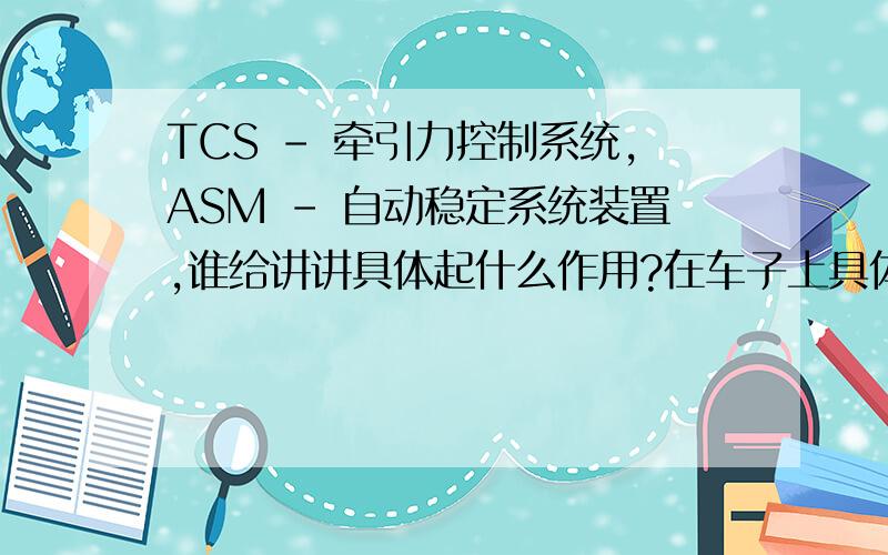 TCS - 牵引力控制系统,ASM - 自动稳定系统装置,谁给讲讲具体起什么作用?在车子上具体是起什么作用的?