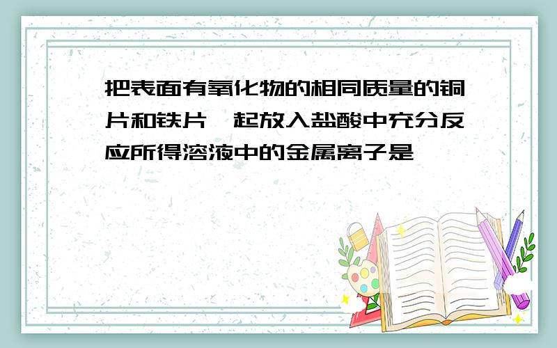 把表面有氧化物的相同质量的铜片和铁片一起放入盐酸中充分反应所得溶液中的金属离子是