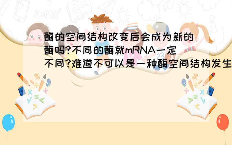 酶的空间结构改变后会成为新的酶吗?不同的酶就mRNA一定不同?难道不可以是一种酶空间结构发生变化而形成另外一种酶?