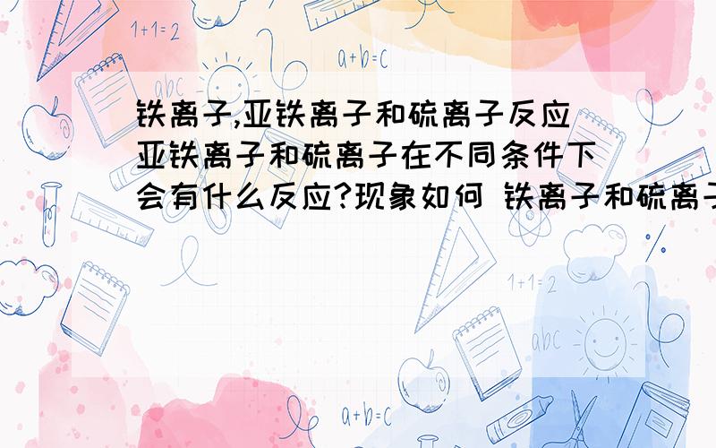 铁离子,亚铁离子和硫离子反应亚铁离子和硫离子在不同条件下会有什么反应?现象如何 铁离子和硫离子在不同条件下会有什么反应?现象如何