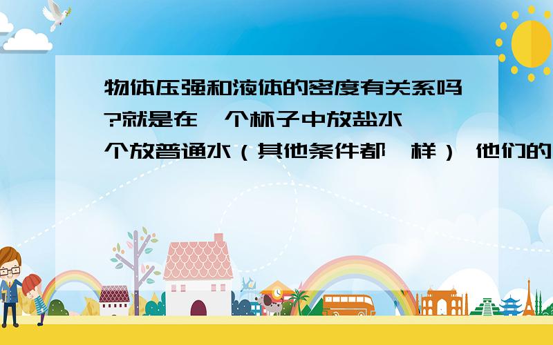 物体压强和液体的密度有关系吗?就是在一个杯子中放盐水 一个放普通水（其他条件都一样） 他们的压强一样吗?