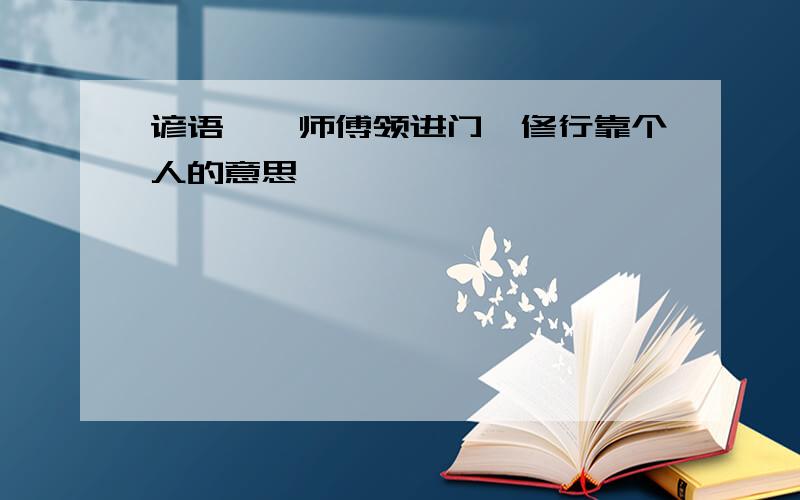 谚语——师傅领进门,修行靠个人的意思