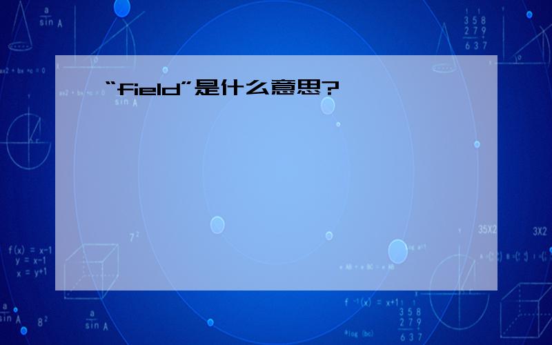 “field”是什么意思?