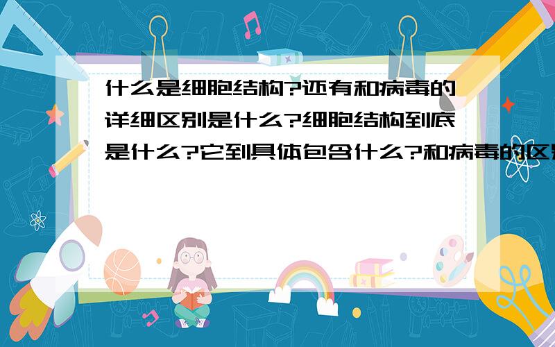 什么是细胞结构?还有和病毒的详细区别是什么?细胞结构到底是什么?它到具体包含什么?和病毒的区别在哪里?为什么说病毒没有细胞结构?