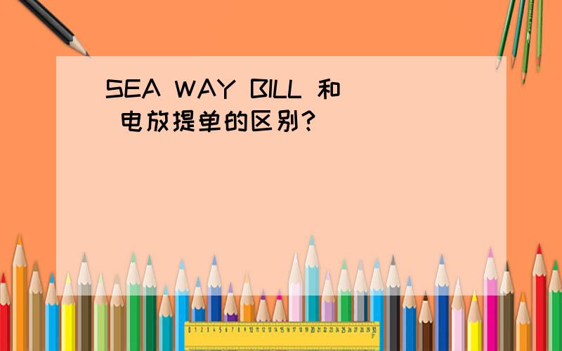 SEA WAY BILL 和 电放提单的区别?