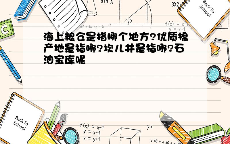 海上粮仓是指哪个地方?优质棉产地是指哪?坎儿井是指哪?石油宝库呢