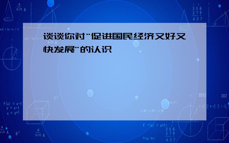 谈谈你对“促进国民经济又好又快发展”的认识