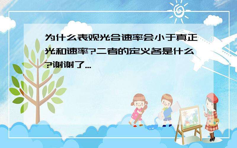 为什么表观光合速率会小于真正光和速率?二者的定义各是什么?谢谢了...