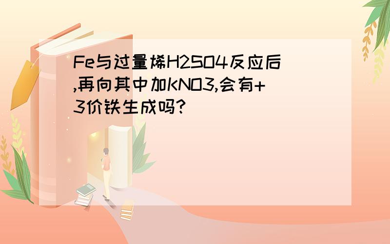 Fe与过量烯H2SO4反应后,再向其中加KNO3,会有+3价铁生成吗?