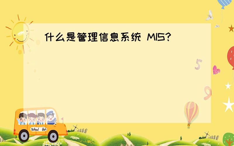 什么是管理信息系统 MIS?