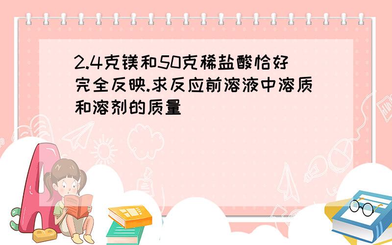 2.4克镁和50克稀盐酸恰好完全反映.求反应前溶液中溶质和溶剂的质量