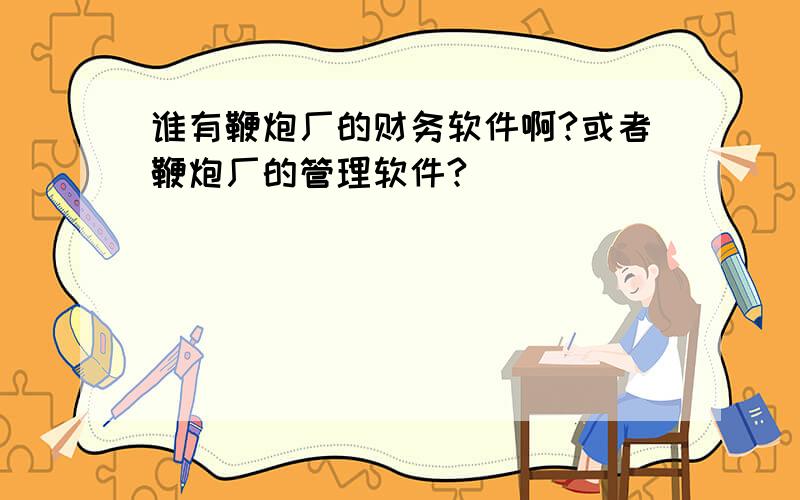 谁有鞭炮厂的财务软件啊?或者鞭炮厂的管理软件?