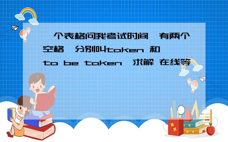 一个表格问我考试时间,有两个空格,分别叫taken 和 to be taken,求解 在线等