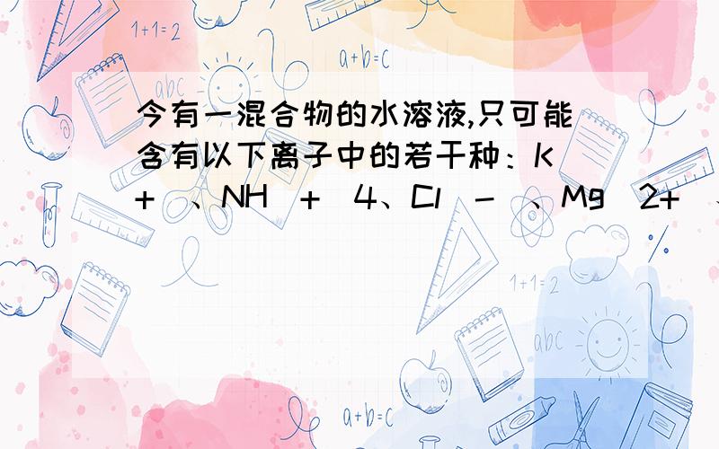 今有一混合物的水溶液,只可能含有以下离子中的若干种：K(+)、NH（+）4、Cl(-)、Mg(2+)、Ba(2+)、Al(3+)、