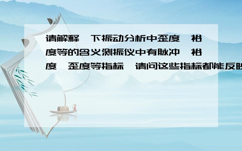 请解释一下振动分析中歪度、裕度等的含义测振仪中有脉冲、裕度、歪度等指标,请问这些指标都能反映振动物体的哪些特征?