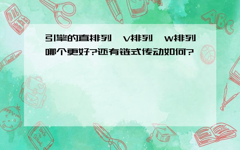 引擎的直排列,V排列,W排列哪个更好?还有链式传动如何?