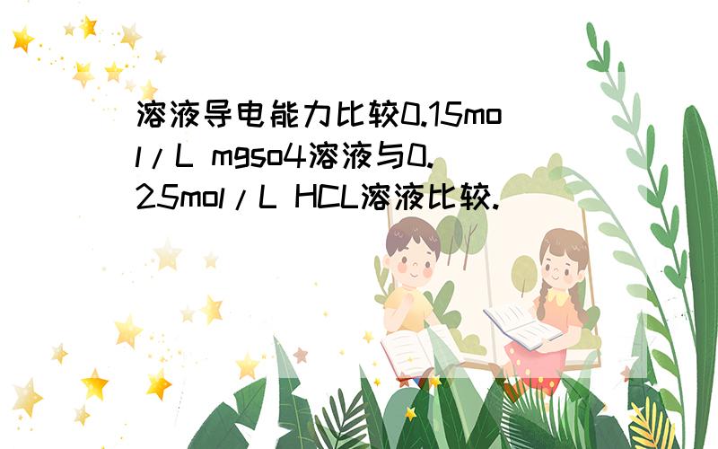 溶液导电能力比较0.15mol/L mgso4溶液与0.25mol/L HCL溶液比较.