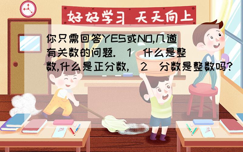 你只需回答YES或NO,几道有关数的问题.（1）什么是整数,什么是正分数,（2）分数是整数吗?（3）小数是正分数吗?（4）最小的自然数是谁?（5）分数、小数是自然数吗?（6）分数、小数是正数吗