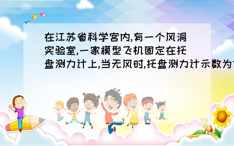 在江苏省科学宫内,有一个风洞实验室,一家模型飞机固定在托盘测力计上,当无风时,托盘测力计示数为15N当迎面吹着飞机的风速达到20m/s,托盘测力计的示数为7N,请你算出飞机受到的举力.